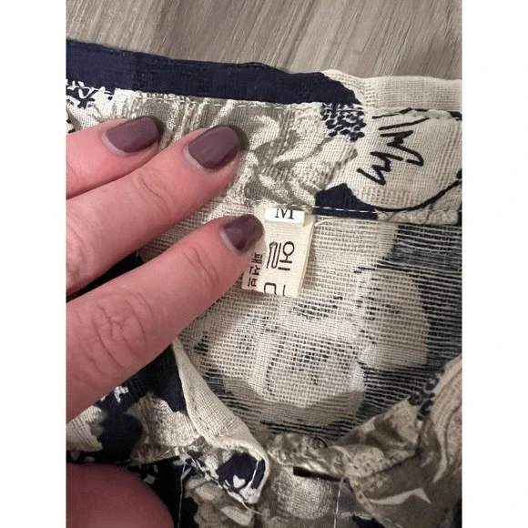 Women’s Blue‎ Floral Tunic Length Button Down Jacket Size S/M #323-L - Picture 3 of 4